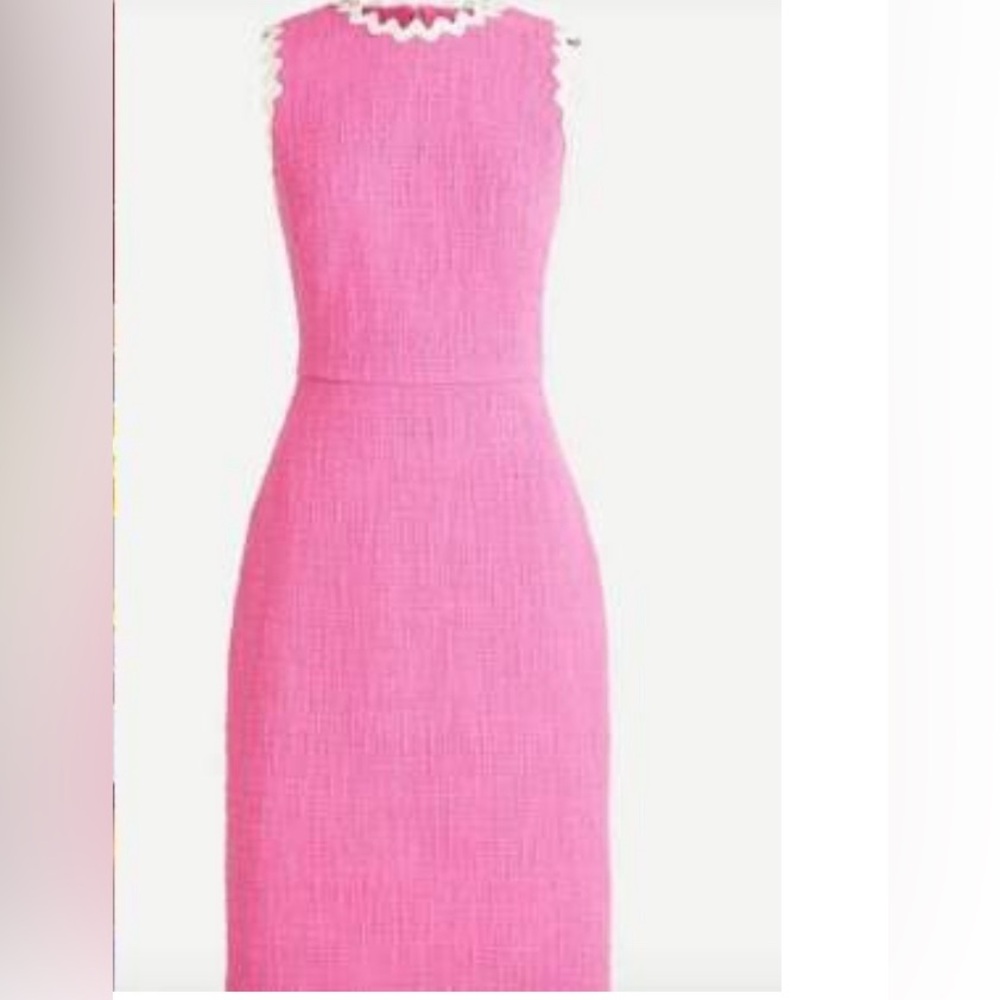 NWT JCrew J Crew Tweed Scallopped Sleeveless Dress 6T 6 Tall Pink Tall New White
